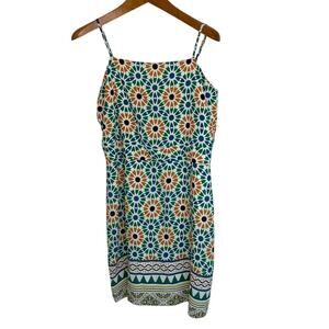 Sam Edelman Mediterranean Mosaic Print Shift Dress Size 8 NWT Green Multi